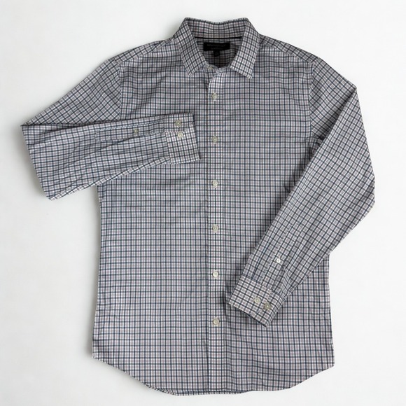 Banana Republic Non-Iron Slim Fit Dress Shirts Mens M Blue Pink Check Lot of 2 - Picture 5 of 15